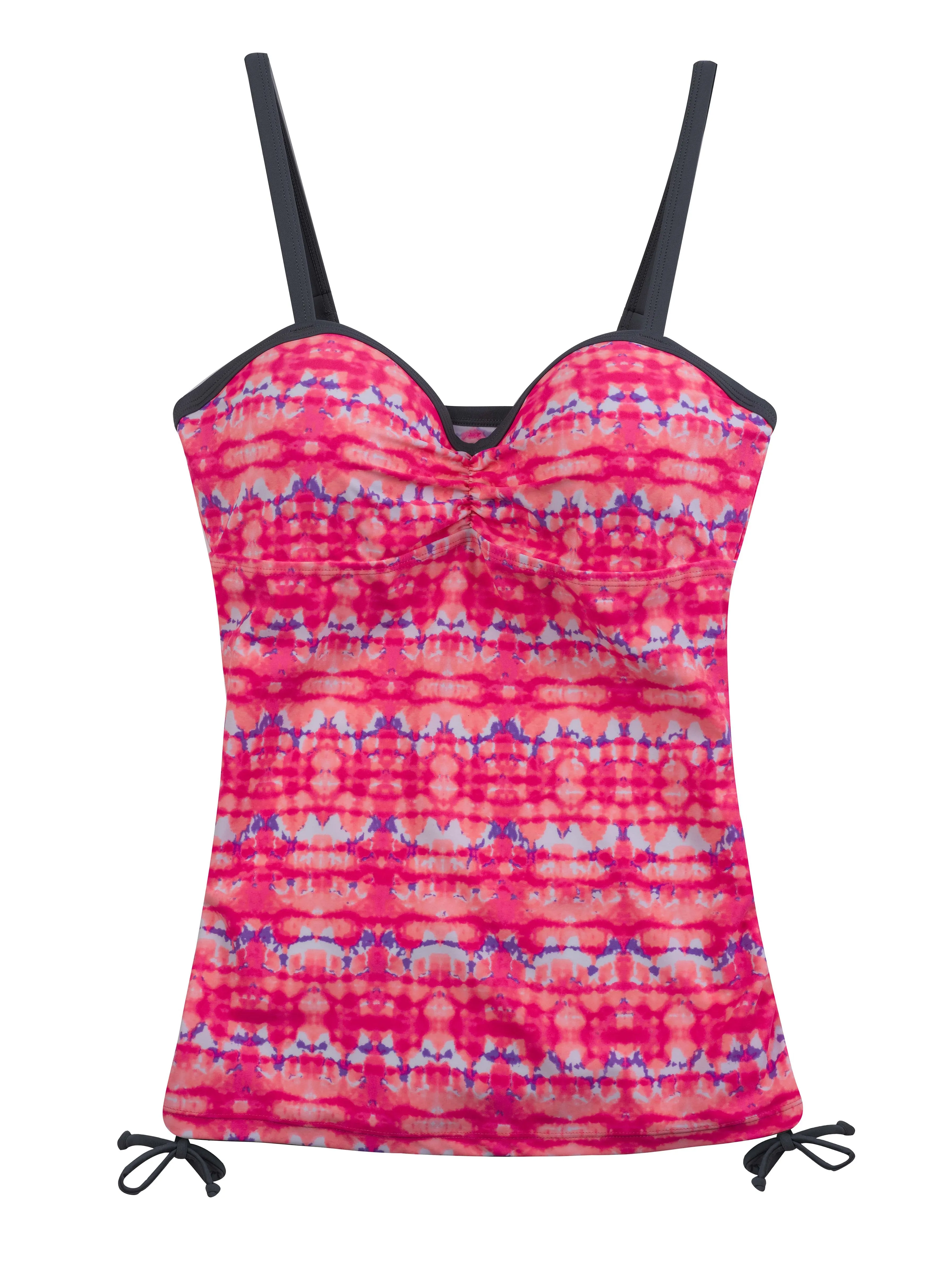 Tie Dye Batik Adjustable Side Bandeaux Tankini Top