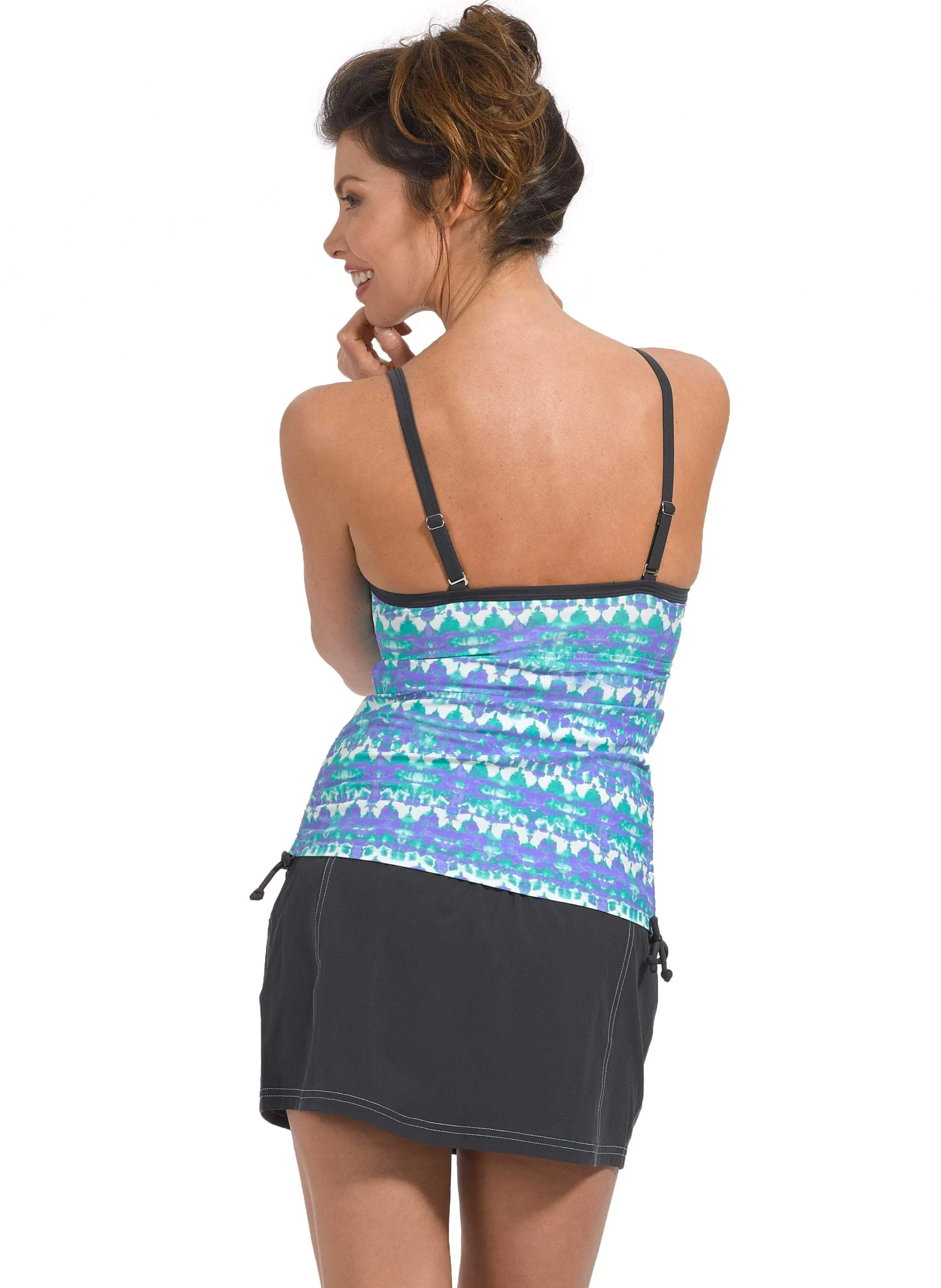 Tie Dye Batik Adjustable Side Bandeaux Tankini Top