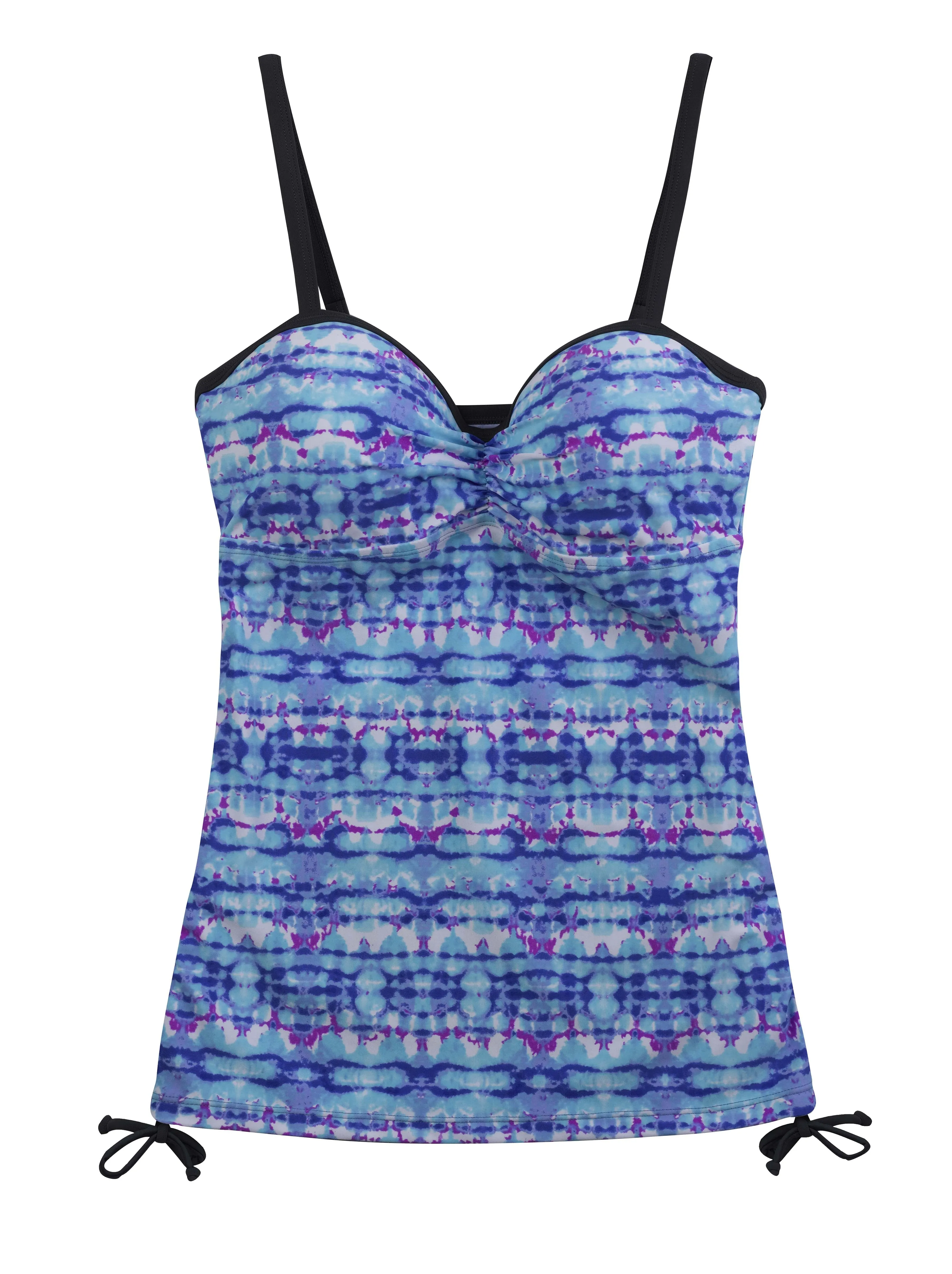 Tie Dye Batik Adjustable Side Bandeaux Tankini Top