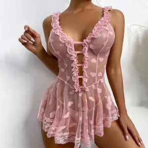 Trendy Heart Lingerie Lace Up Dress