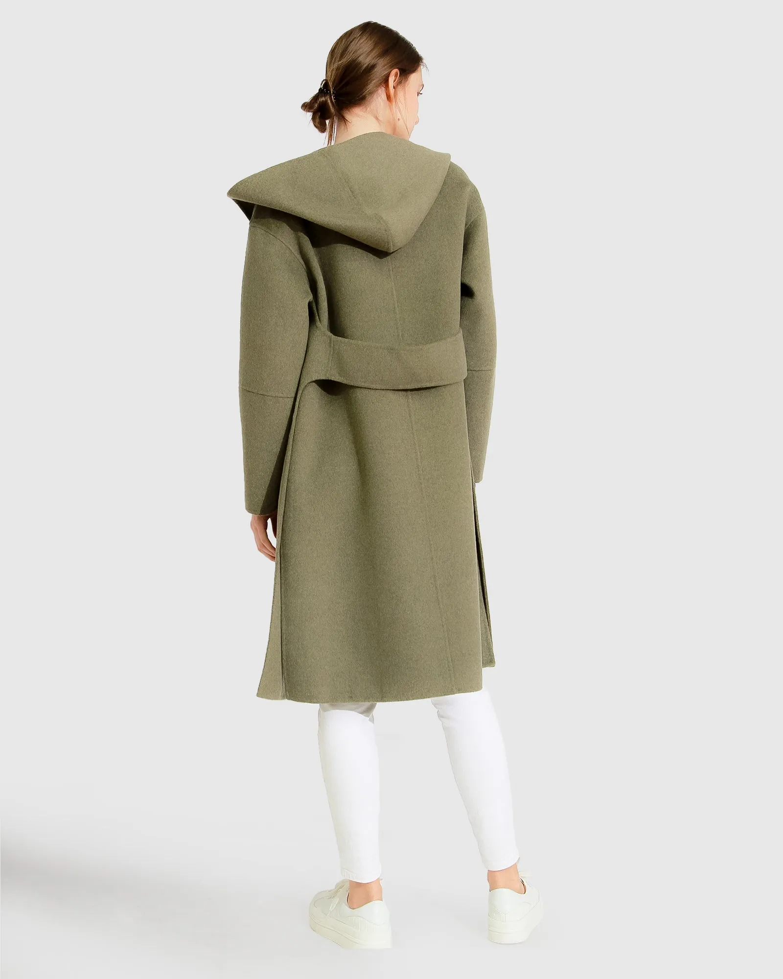 Walk This Way Wool Blend Oversized Coat - Army Green